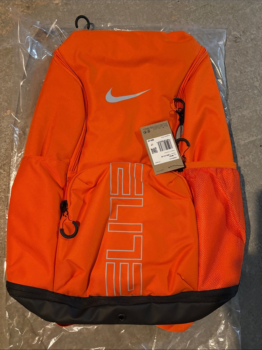 Nike Elite Bright Orange Elite Backpack with Black Base